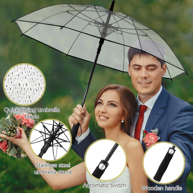 Cosblank 12 Pcs Wedding Umbrellas Bulk, 41 Inch Wedding Stick Umbrellas with Wooden Handle - Image 4